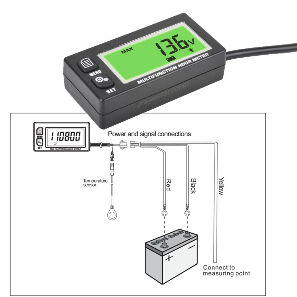 Multifunction Hour Meter Tachometer Voltmeter with Clock 2 & 4 Stroke 03 复制