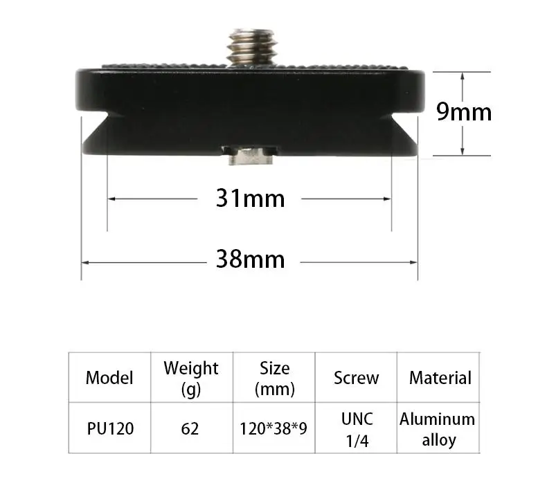QR-120 Зажим адаптер для Quick Release Plate 1/4in 3/8in Алюминий сплава зажим для Quick Release Plate R60
