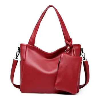 

2pc/sets female Large Capacity Tote Bags Female Soft Leather Shoulder Bag Sac A Main Bolsas Women Leather Handbags High Quality