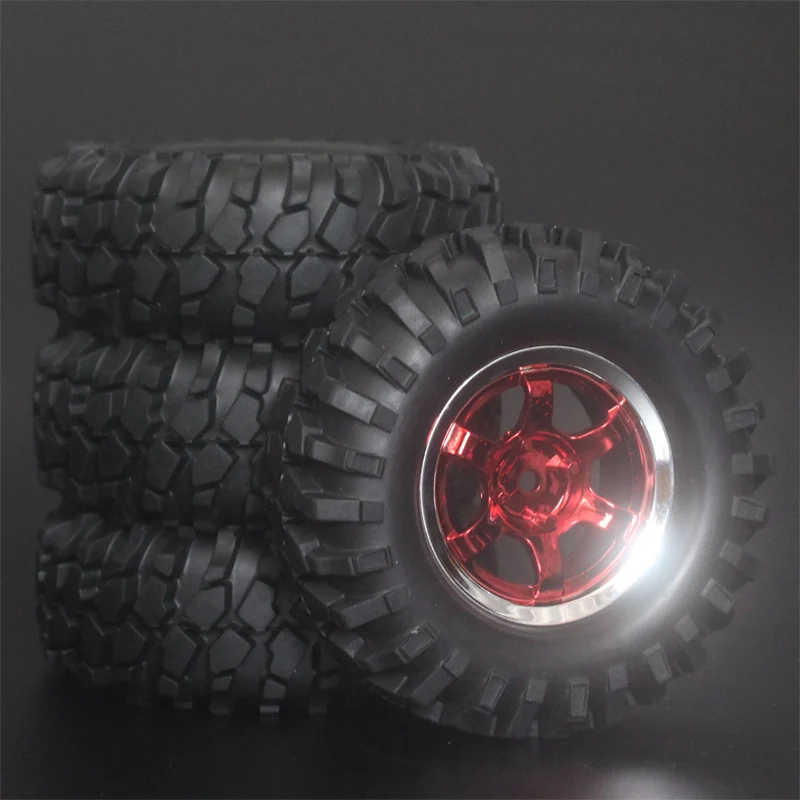 4x 1.9Inch 96mm Rubber Tires Plating Wheel Rims For D90 D110 SCX10 CC01 RC Rock Crawler Truck Climbing Off-Road Car