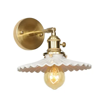 

Ceramics Minimalist Wall Lamp With Switch Copper Nordic Fixtures Wandlamp E27 4W Bedroom Bathroom Mirror Light Applique Murale