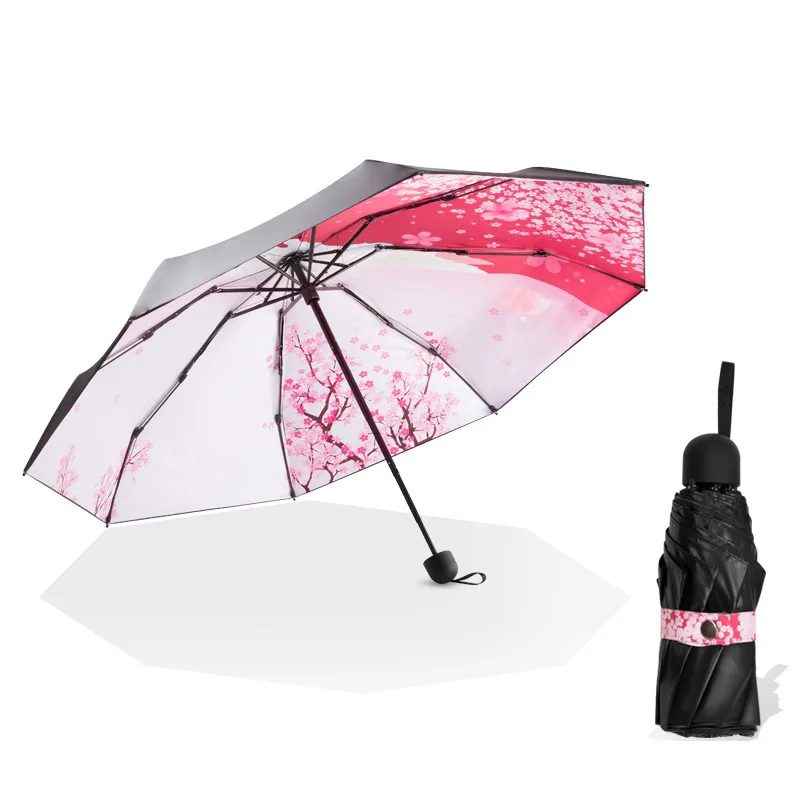 Карманный Зонт Sakura, женский, Сверхлегкий, маленький, солнцезащитный, УФ, складной, мини-зонт
