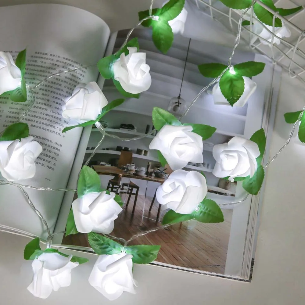 2M 20 Leds Rose Flower Led Fairy String Lights Battery Operated Wedding Valentine's Day Party Xmas Garland Decoration | Освещение