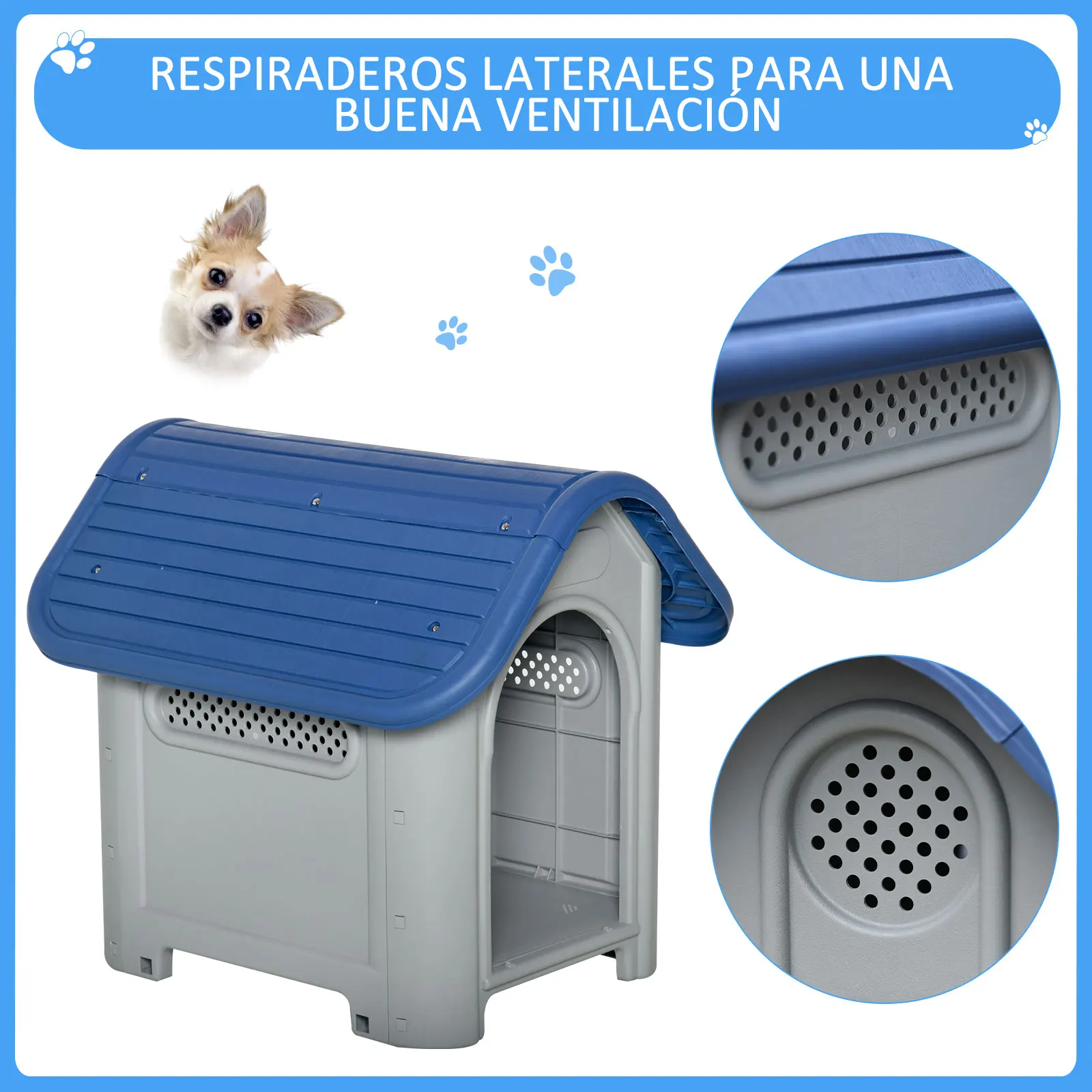 PawHut Cuccia Rialzata per Cani Taglia Piccola con Ingresso e 2