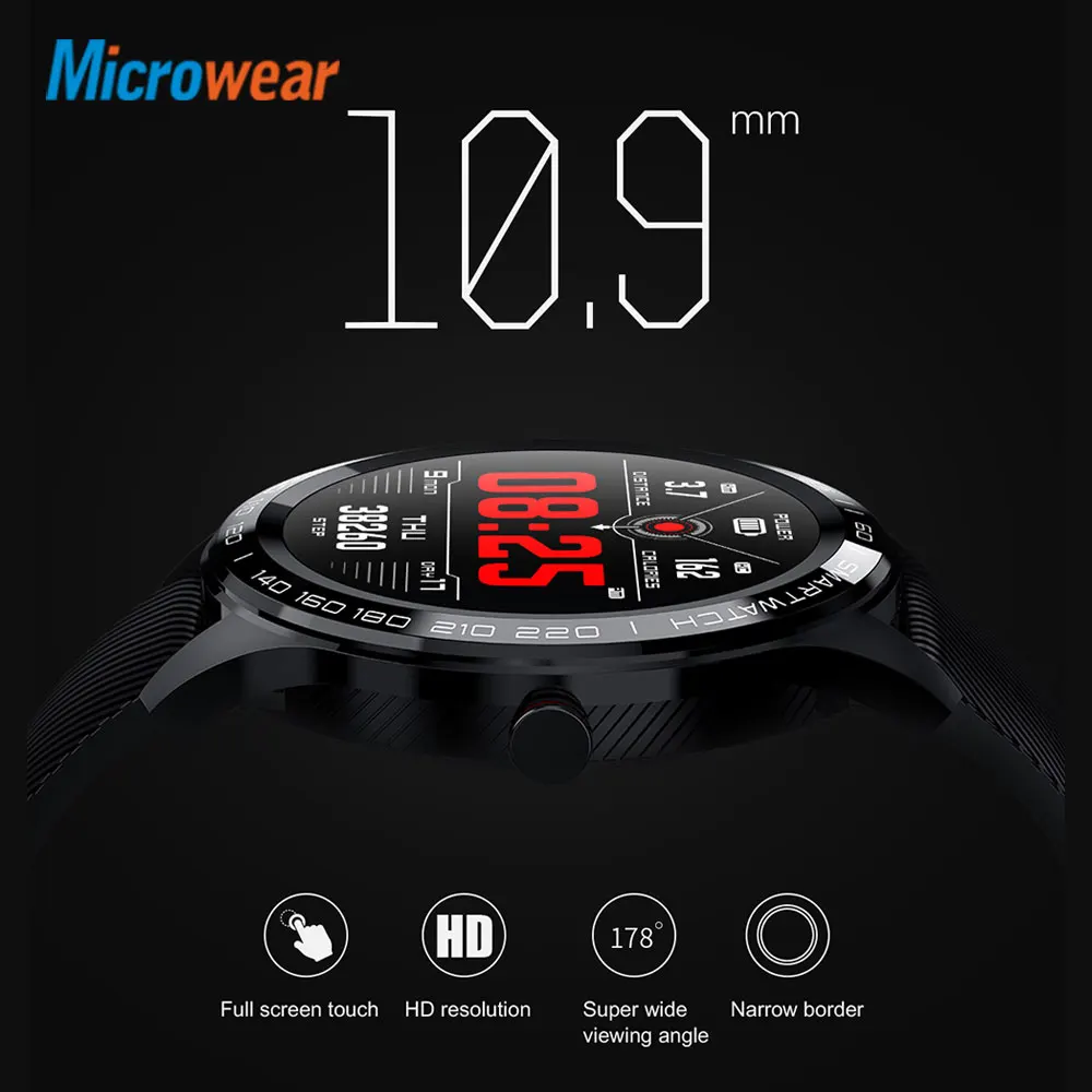 Смарт часы Microwear L9 круглый сенсорный экран нержавеющая сталь ЭКГ частота