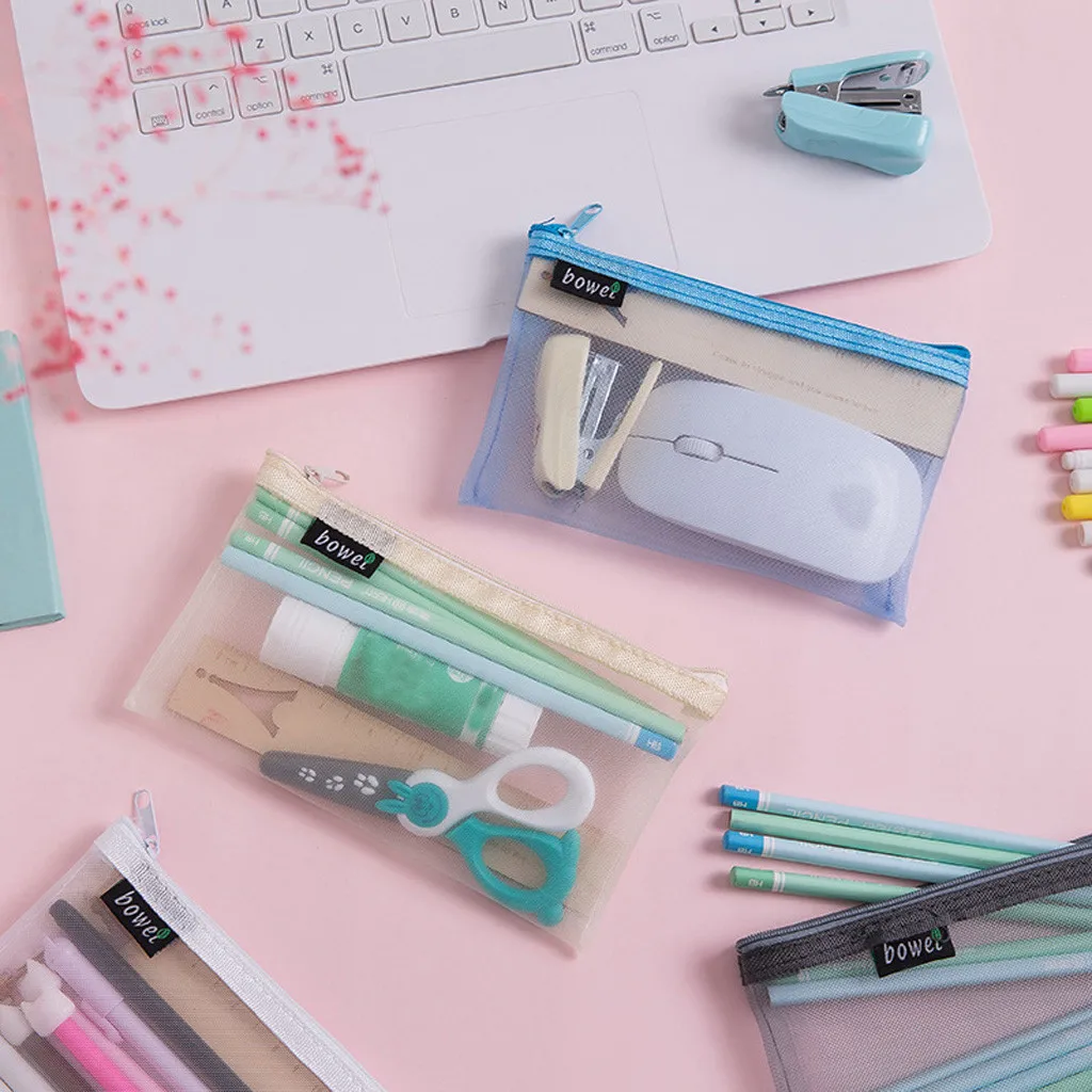 

Transparent Pencil case Simple Solid Pencil Case Office School Supplies Pen Case Cases Makeup Storage Pouch Bag