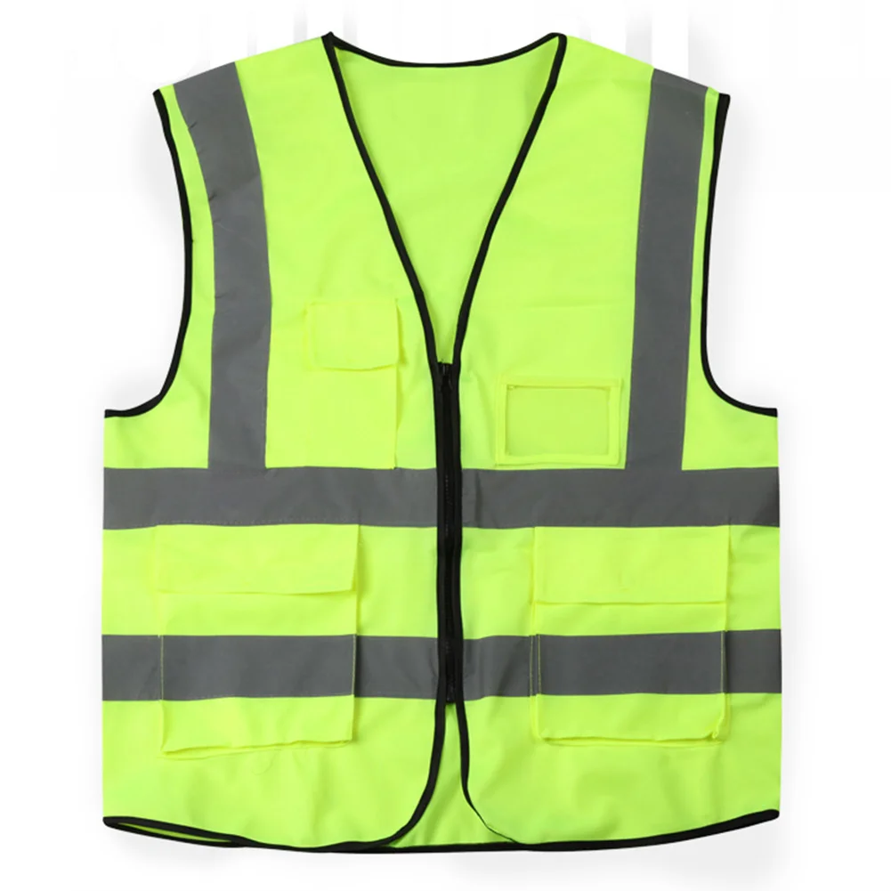 

Hi-Vis Vest Mesh Safety Work High-Visibility With Zipper Reflective Jacket