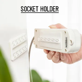 

Seamless Punch-free Plug Sticker Holder Self Adhesive Wall Mount Power Strip Fixator Socket Fixer Cable Wire Household Organizer