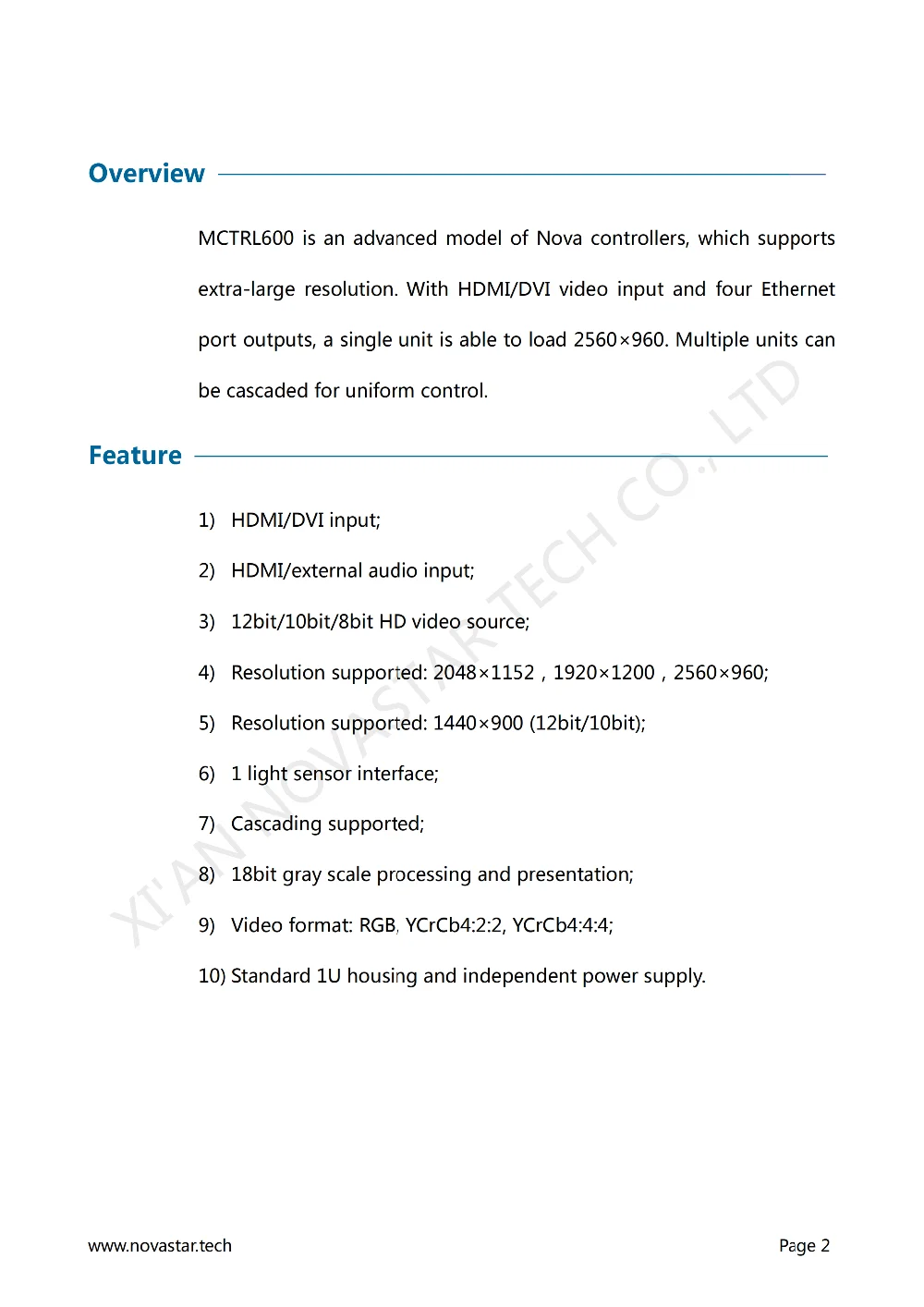 Controller MCTRL600 Specifications_01