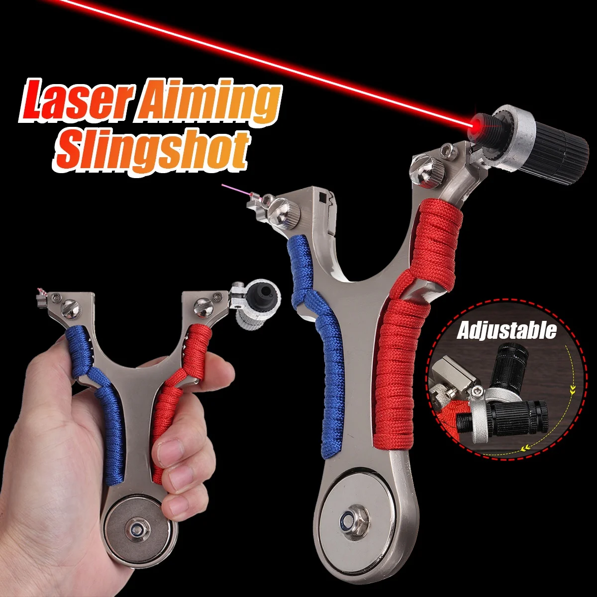 

Outdoor High Power Laser Slingshot Outdoor Game Bow Laser Red and Blue Laser Catapult Aiming Hunting Funny Toys