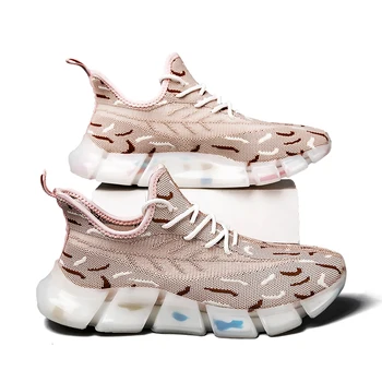 

2020 New sports shoes woven mesh breathable men's shoes sports running fashion casual flying woven popcorn bottom tide shoes