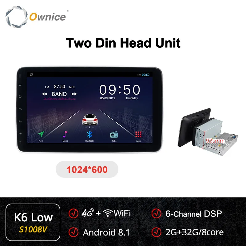 Ownice k3 k5 k6 1280*720 10," Android 9,0 Вращающийся 1 din 2 din универсальный gps Navi автомобильный стерео плеер радио 4G 360 панорама SPDIF - Цвет: S1008 K6