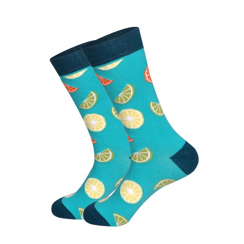 LIONZONE мужские хлопковые носки фруктовая серия Pitaya авокадо, арбуз с изображением клубники, банана вишня мужские и женские унисекс счастливые носки - Цвет: 14