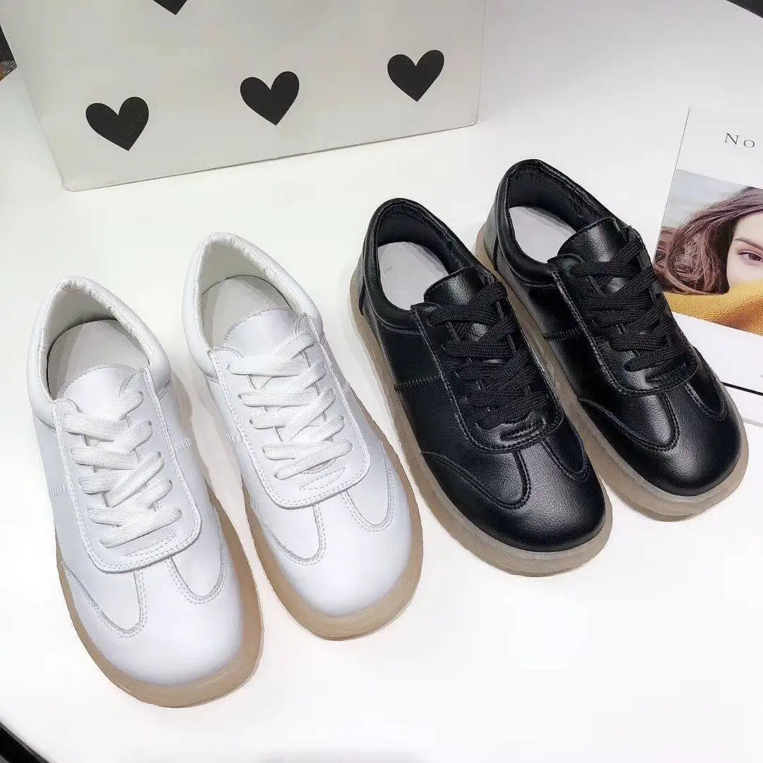

White Shoes Women's 2020 Spring New Style Elegant Simple Lace-up Versatile Casual Aircraft Head Jelly Soft-Sole Small Shoes
