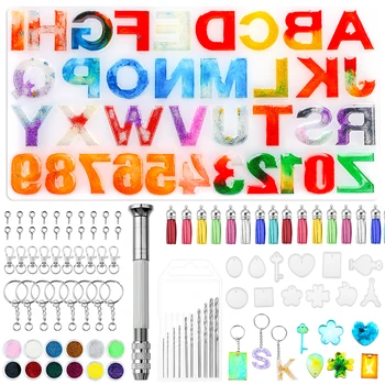 

Resin Casting Molds Letter Mold Keychains Resin Jewelry Molds with Tassels Tools for Keychains Craft Making 204pcs