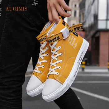 

2019 new high-top canvas shoes male Korean version of the trend board shoes female students wild couple shoes flat casual shoes