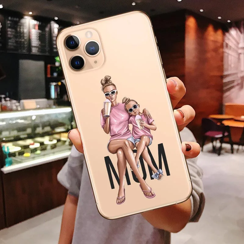 TPU Принцесса женский Босс кофе чехол для телефона для iPhone 11 Pro Max Vogue девочка мама ребенок мягкий чехол для iPhone X 7 8 Plus XR XS Max - Цвет: TPU