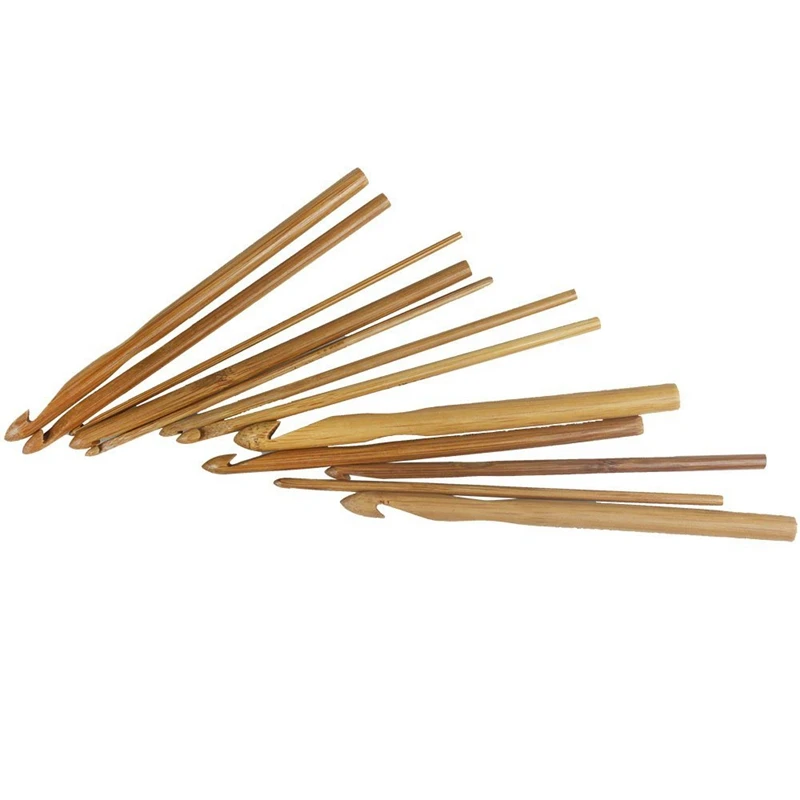 12 вязальные крючки разных размеров 3,0 10 мм Бамбуковые Спицы для вязания