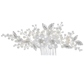 

Trendy Crystal Pearl Hair Combs Leaf Floral Hairpin Bridal Beads Headband Tiaras Wedding Jewelry Accessories for Bride Statement