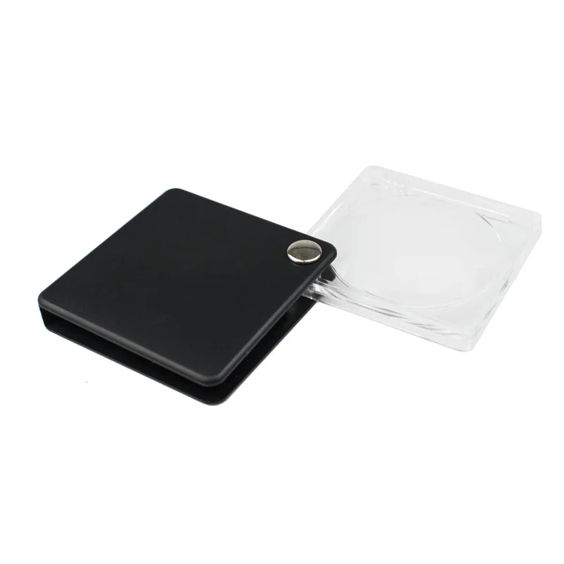 3.5X Eschenbach Leather Folding Square Pocket Magnifier - 50 mm Silver