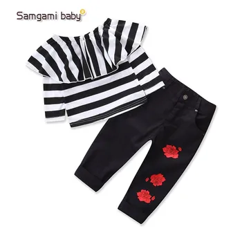 

Fall 2020 Girls' Long Shoulder Sleeve Top + Rose Jeans Set