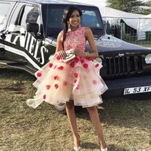 Шикарные Высокие Низкие ярусы Выпускные платья кружева бисером 3D цветок тюль бальное платье выпускного вечера многослойная юбка вечерние платья