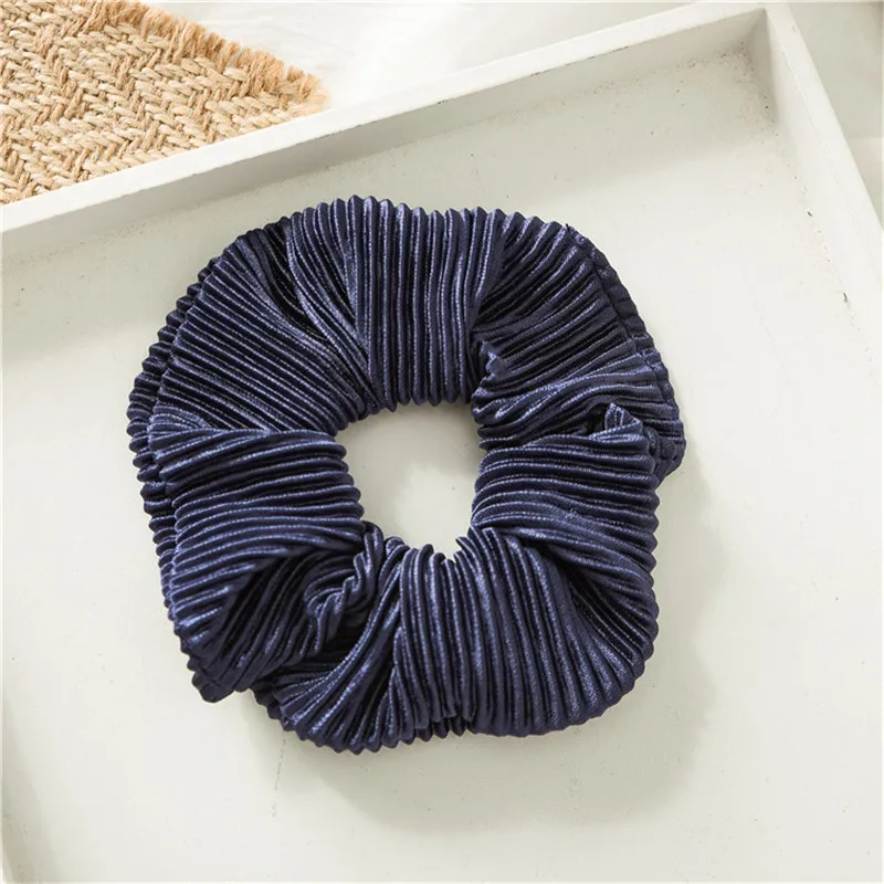 Navy blue Твердые волосы лук двухслойные стримеры волос кольцо Модные женские девушки резинки конский хвост галстук аксессуары для волос - Цвет: Navy blue