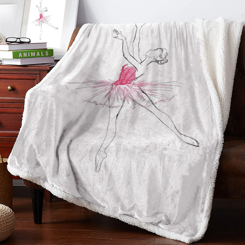 Hand Drawn Sketch Ballet Girl Print Plush Throw Blanket Sherpa Fleece Bedspread Bedding Picnic Wool Soft Blankets | Дом и сад