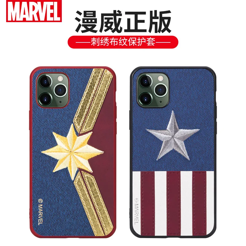 Чехол с принтом Marvel для iPhone 11 Pro Max, Роскошный чехол с вышивкой, Прошитый чехол для Apple iPhone XS XR XS MAX 7/8 Plus
