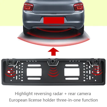 

4.3 inch Folding Display Voice Reversing Radar European License Plate Frame Three-in-one Parking Sensor Bluetooth Car Display