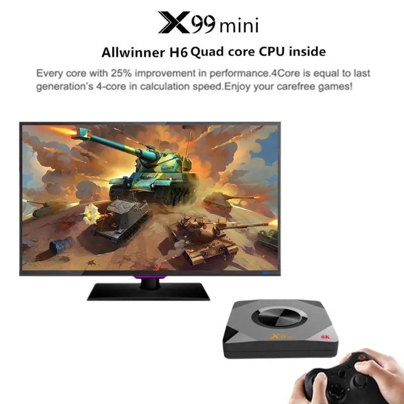 X99mini ТВ коробка 4 Гб+ 32 ГБ Android 9,0 H6 четырехъядерный 2,4G/5G WiFi телеприставка США/AU/EU/UK вилка умный дом телевизионный проигрыватель
