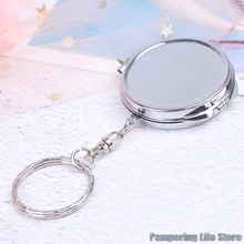 

1PCS Portable Key Chain Folding Mirror With Key Ring Pocket Compact Makeup Cosmetic Mirror