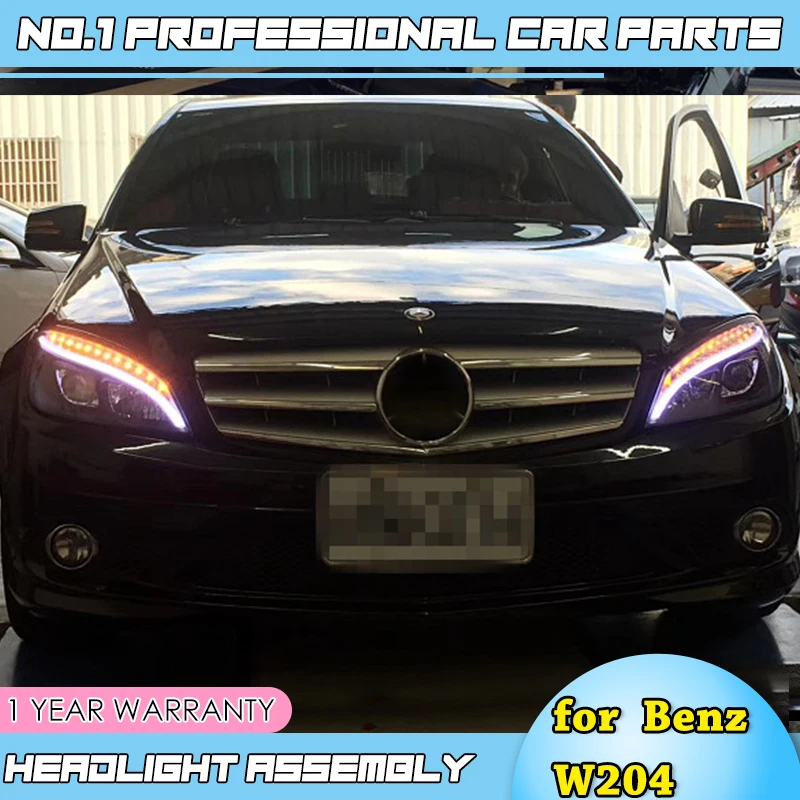 Автомобильный Стайлинг для Benz W204 фары 2007-2011 C180 C200 C260 светодиодные дневные ходовые огни на передних фарах H7 hid Биксеноновые линзы ближнего света