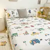 Bonenjoy 1pc Pure Cotton Fitted Bed Sheet With Elastic Cartoon Car Print Bed Cover Single Queen Size Bottom Sheet(No Pillowcase) 3