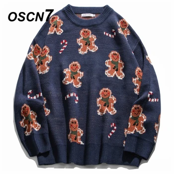 

OSCN7 Funny Oversize Sweaters Men 2020 Winter High Streetwear Fashion Mens Pullovers Round Neck Vintage Sweaters 0512