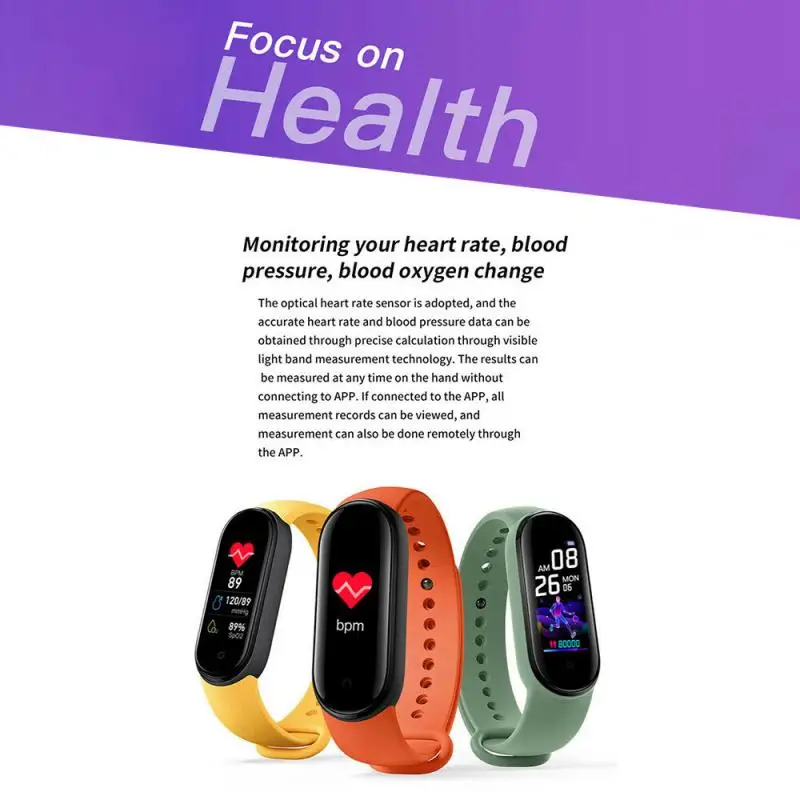M5 Smart Band IP67 Waterproof Sport Smart Watch Men Woman Blood Pressure Heart Rate Monitor Fitness Bracelet For Android IOS