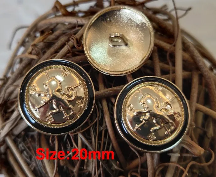 NO1 Size 20mm black Новинка, 10 шт., модная Высококачественная куртка с золотым львом и металлическим сплавом, пальто на пуговицах, рубашка, пальто на пуговицах, Размер 20 мм - Цвет: NO1 Size 20mm black