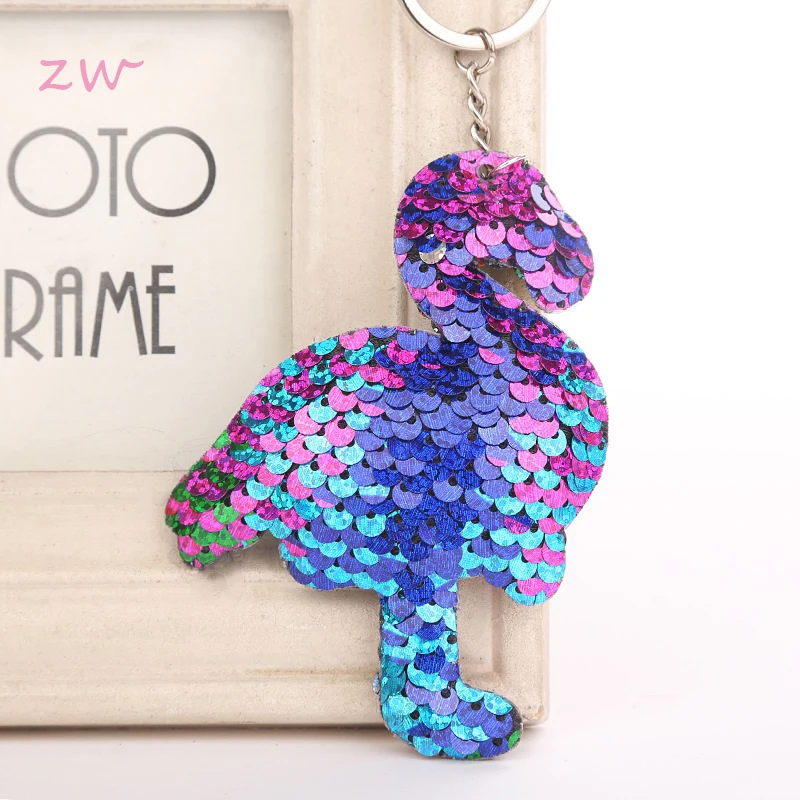 

Colorful Sequins Flamingo Keychain Charms Paillette Pendants Bird Keyring DIY Mermaid Keychain Jewelry Accessories 3C0088