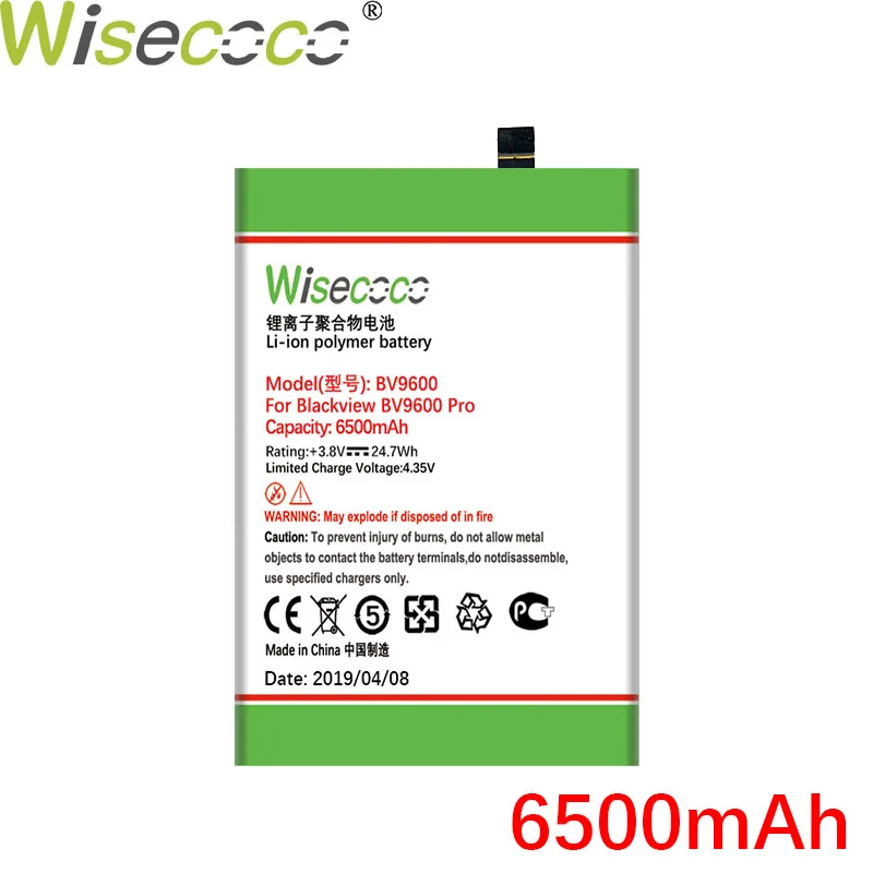 Wisecoco Быстрая BV9600 6300 мАч аккумулятор для телефона Blackview BV9600 аккумулятор замена+ номер отслеживания - Цвет: 6500mAh