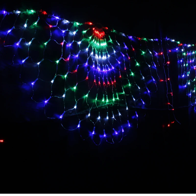 

New Style Led Colorful Peacock String Lights 416 Leds Net Mesh Garland Holiday Garden Outdoor Party Wedding Xmas Tree Decor