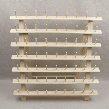 

63 Spool Wood Sewing Thread Stand Organizer Embroidery Storage Rack Holder Bracket GQ
