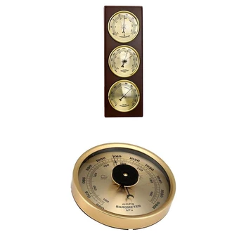 

Wall Barometer Thermometer Hygrometer Air Pressure Gauge Weather Station Hanging Home/Office Metal Material