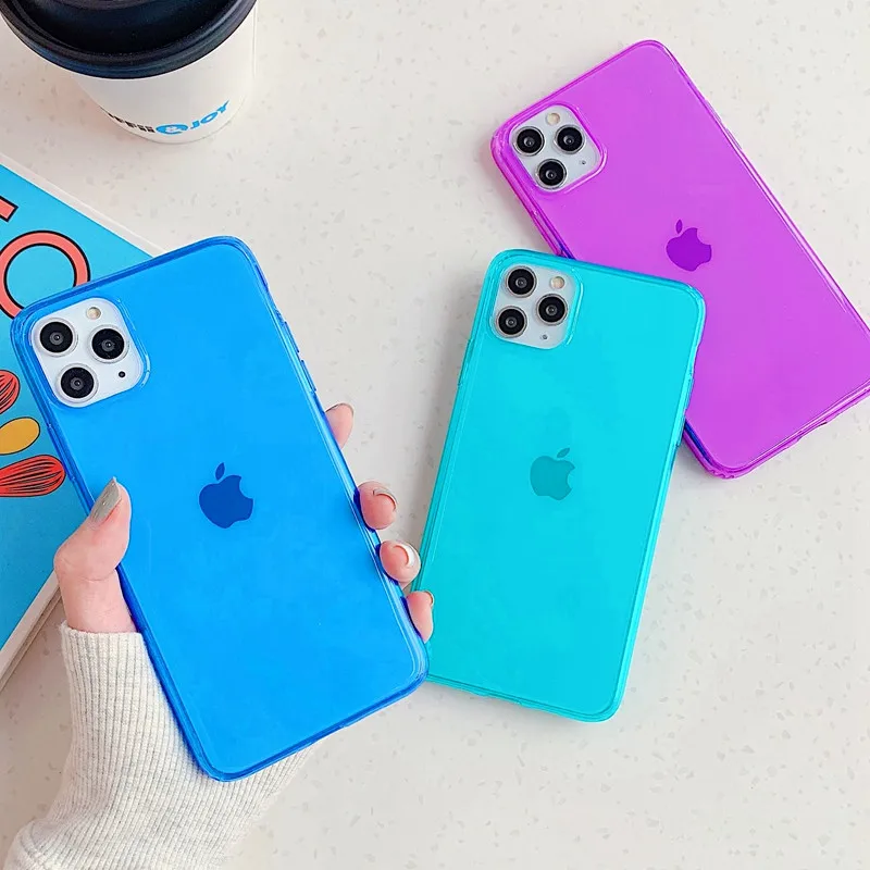 Неоновый флуоресцентный чехол для телефона iPhone 11 Pro Max XR X XS 7 8 Plus SE 2020 силиконовый