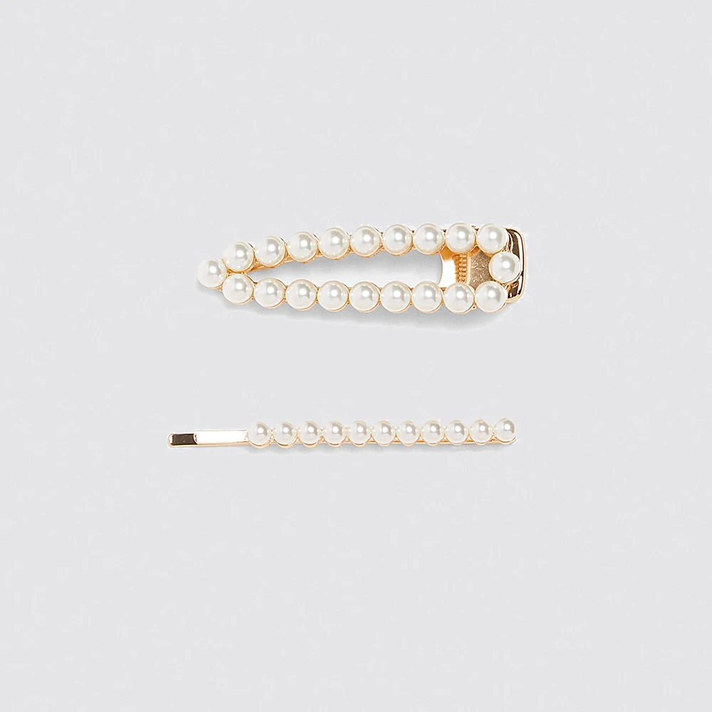 Dvacaman ZA Clear Crystal Hair Clip Set for Women Baby Girl Cute Rhinestone Barrettes Wedding Simulated Pearl Jewelry Wholesale - Окраска металла: 22