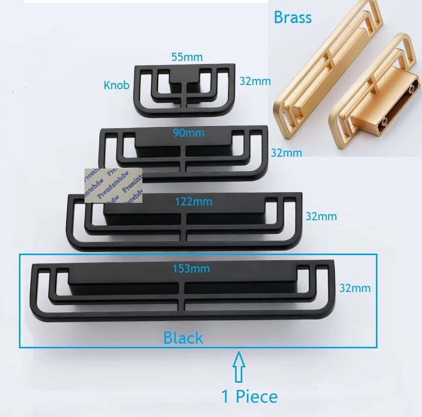 2 шт.(1 пара)/партия, прямоугольная дырочка из цинкового сплава для мебели, шкаф для шкафа, потяните пару, половина матового черного латунного цвета, Европейский китайский дизайн