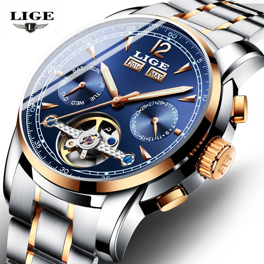 Relojes Hombre LIGE Роскошные брендовые автоматические механические спортивные часы