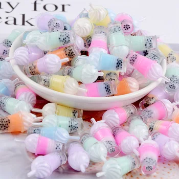 

20Pcs Cute Colorful Milk Tea Cup Simulation Fake Food Resin Cabochons Scrapbooking For Phone Deco Jewelry Making Accessories