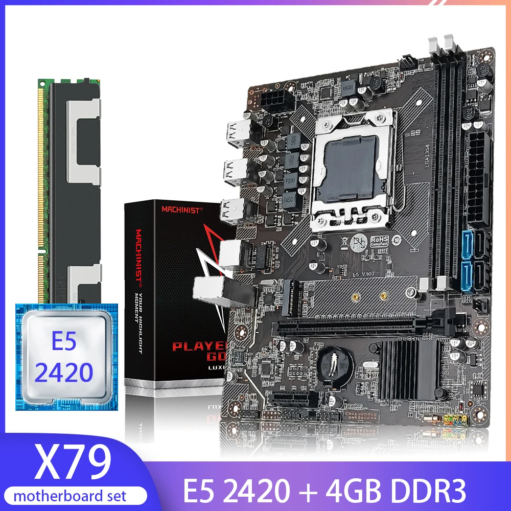 MACHINIST X79 Motherboard LGA 1356 Set Kit With Xeon E5 2420 CPU Processor 4GB DDR3 ECC RAM Memory M.2 NVME |