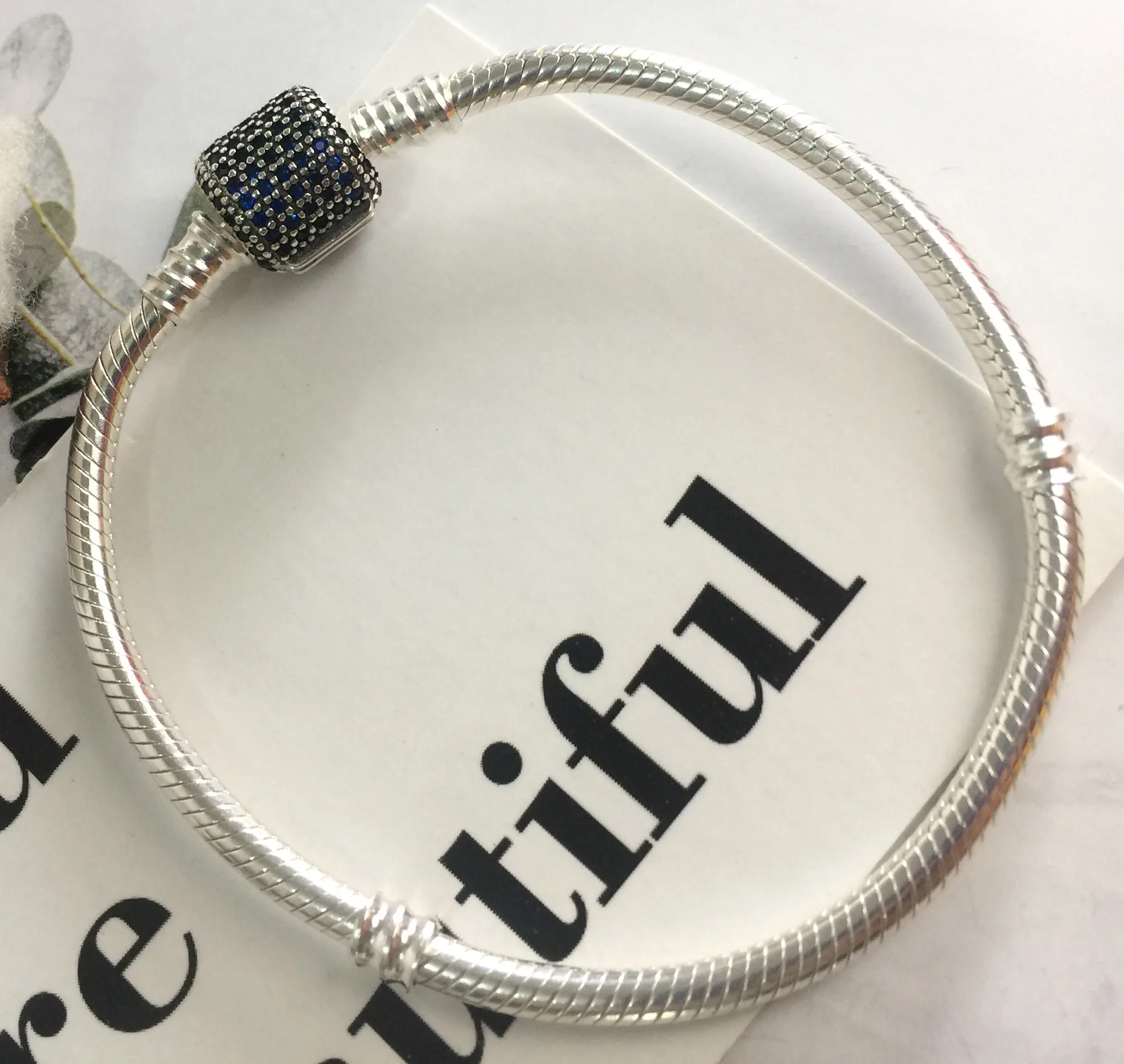 925 пробы Серебряный классический Серебряный браслет с королевским синим кристаллом женский шарм DIY ювелирный браслет