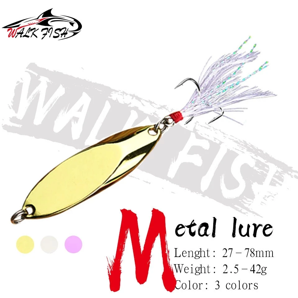 WALK FISH 1PCS Metal Spinner Spoon Lures Trout Fishing Lure Hard Bait  Sequins Paillette Artificial Baits Spinnerbait2.5g-42g - AliExpress